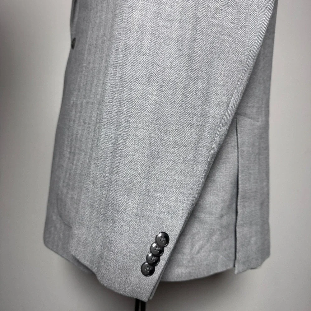 Michael Kors Blazer Mens 50R Grey Herringbone‎ Two Button Notch Lapel Sport Coat